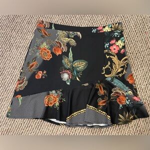 Sara Boo Black Skirt with Floral Design